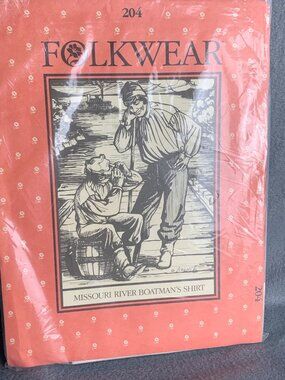 Folkwear Missouri River Boatman's Shirt Sewing Pattern Size S M L 204 1980s